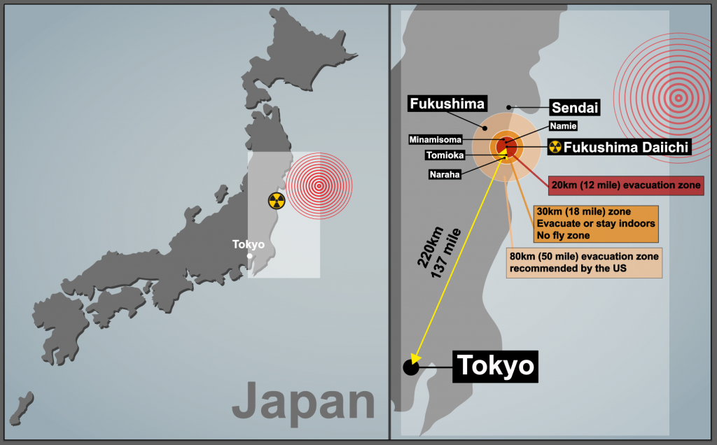 A map to show the location of the 2011 Japan Earthquake